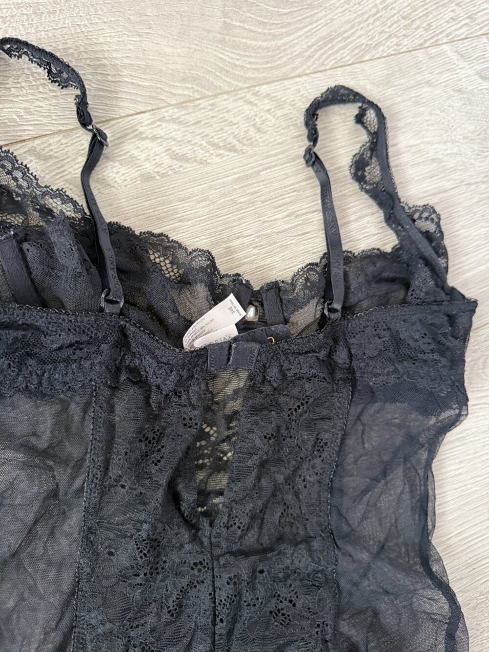 Victoria’s Secret Black Sheer Lace Teddy Bodysuit Lingerie 34B - Picture 8 of 12